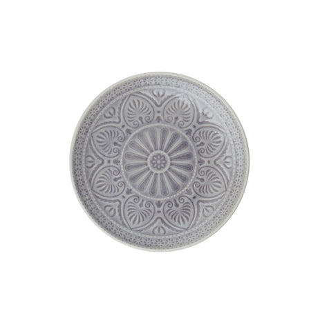 Grey Patterned Stoneware Lunch Plate