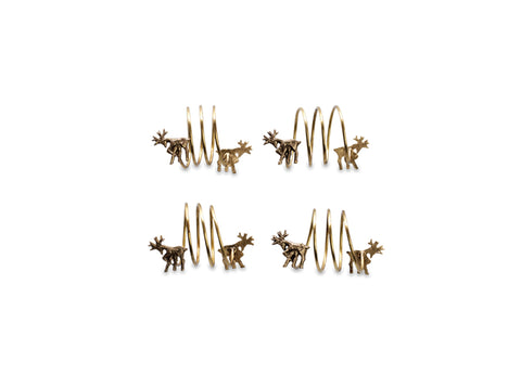 Stag Brass Napkin Rings - Set of Four