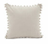 Taupe Chambray Cushion with Pom Pom Trim