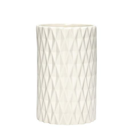 White Ceramic Vase with Pattern