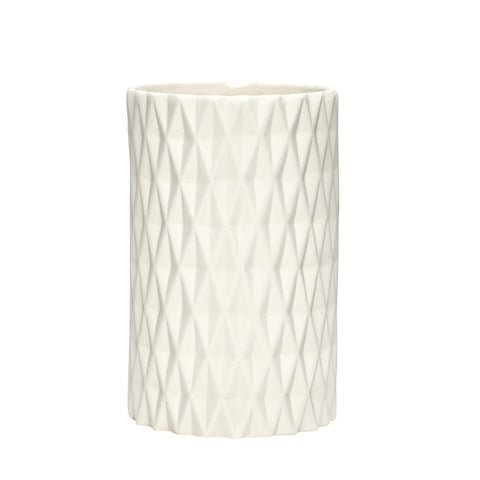 White Ceramic Vase with Pattern