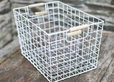 White Wire Storage Baskets - Set of 2
