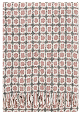 Grey and pale pink blanket throw