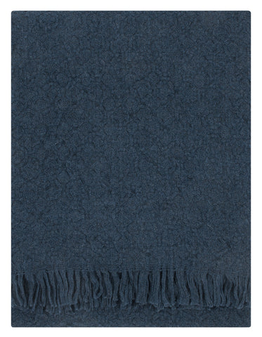 Storm Blue Textured Wool Blanket