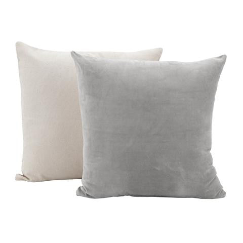 Powder Grey Velvet Cushion with Linen Back